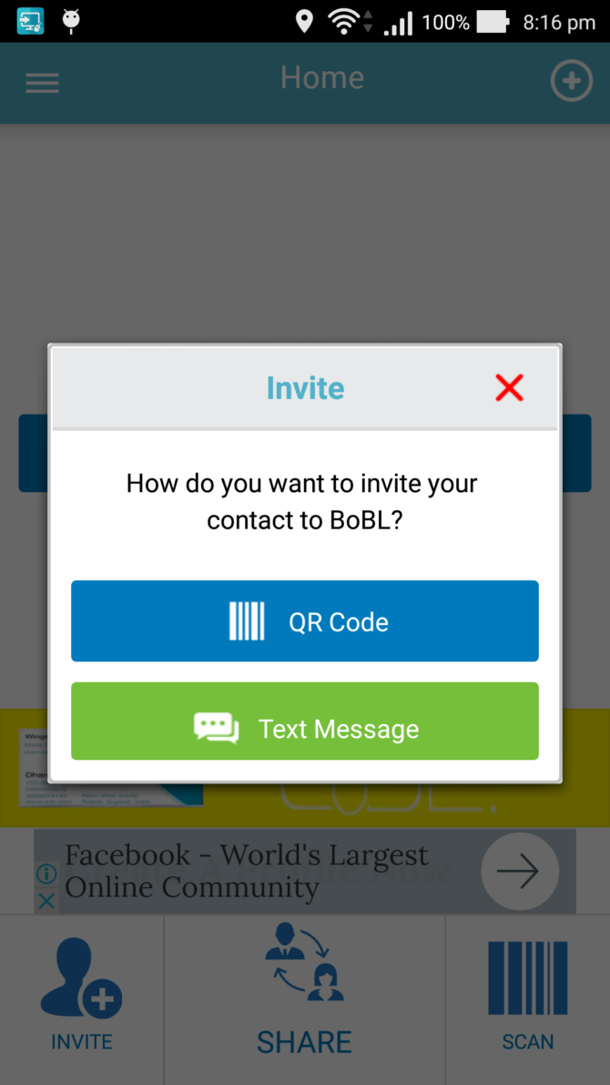 Bobl App - Invite - Screen