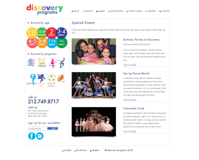 Discovery Programs - Special Events - Screenshot
