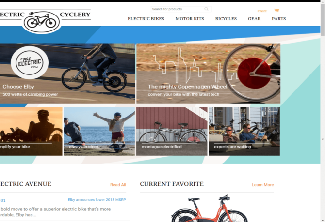 Electric Cyclery - Home - Screenshot