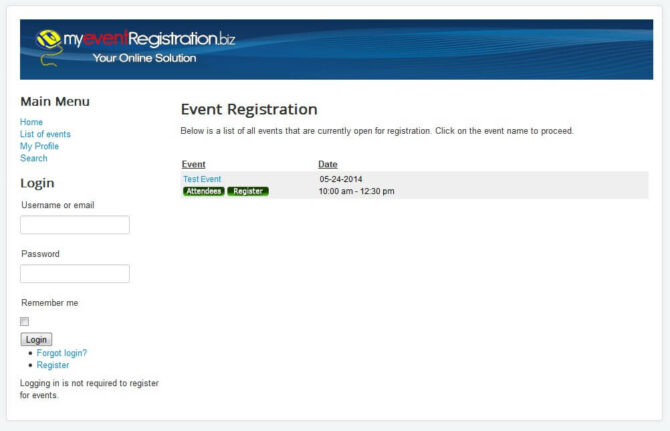 EventRegistration - Event - Screenshot