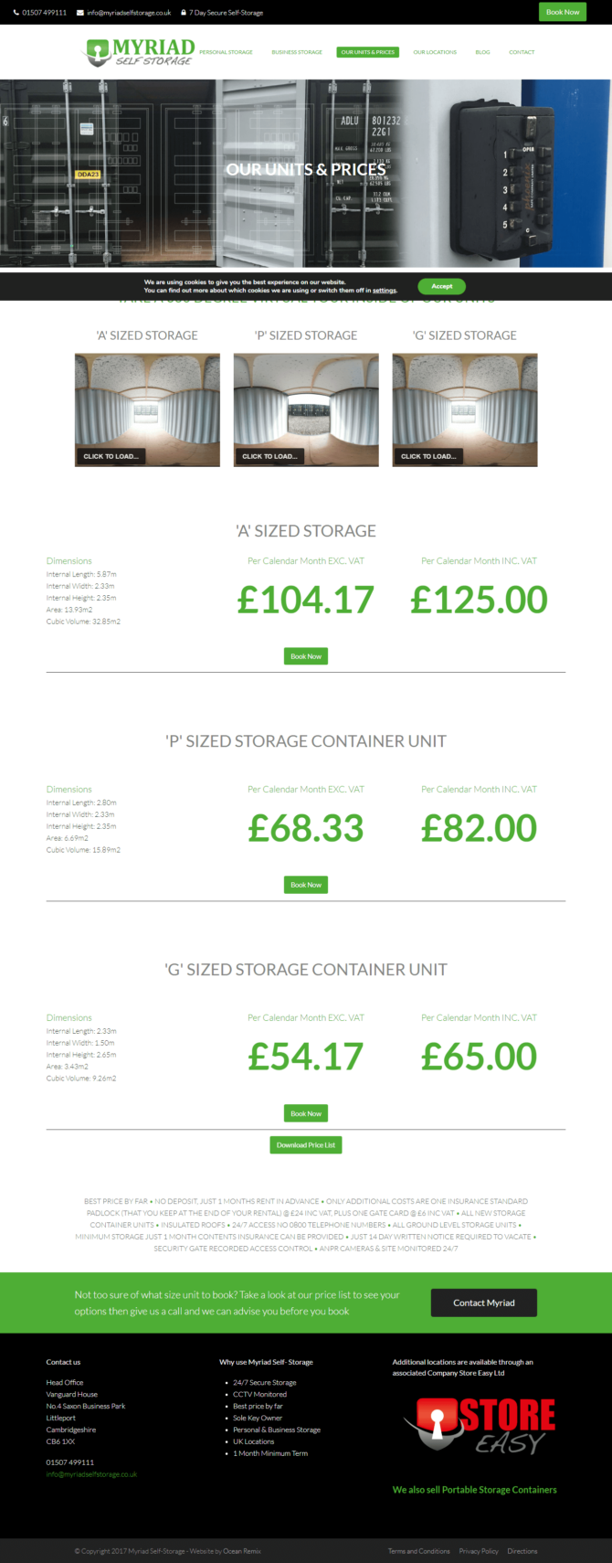 MyRiadSelfStorage - Prices - Screenshot