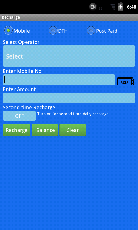 Recharge - Mobile - Screen