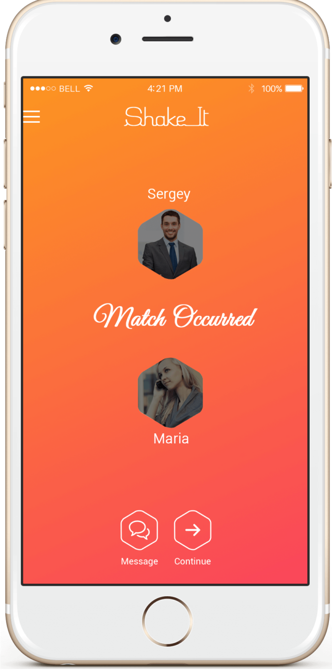 Shake it App - Match - Screen