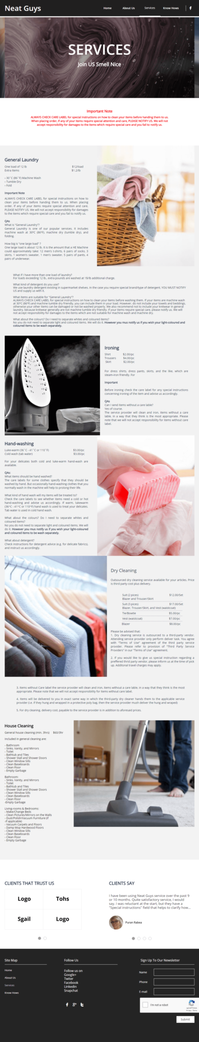 We Wash - Services - Screenshot