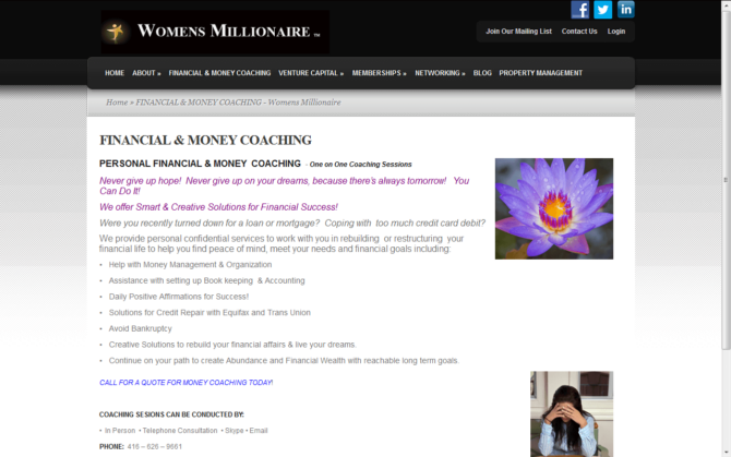 Womens Millionaire - Money Coaching - Screenshot