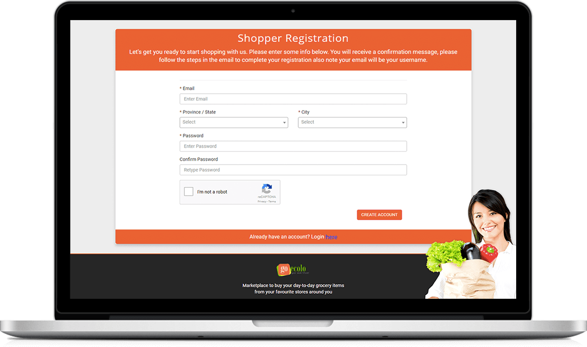 GoEcolo - Shopper Registration - Screenshot