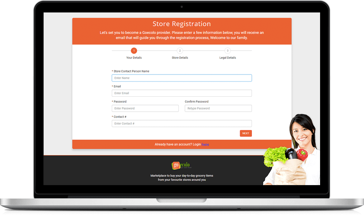 GoEcolo - Store Registration - Screenshot