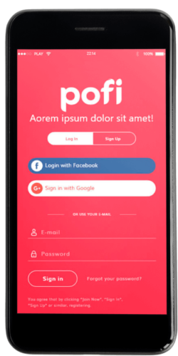 Pofi - Login - Screen