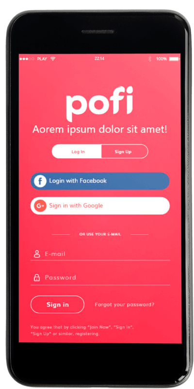 Pofi - Login - Screen
