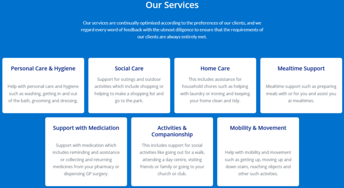 Swan Care Group - Services - Screenshot